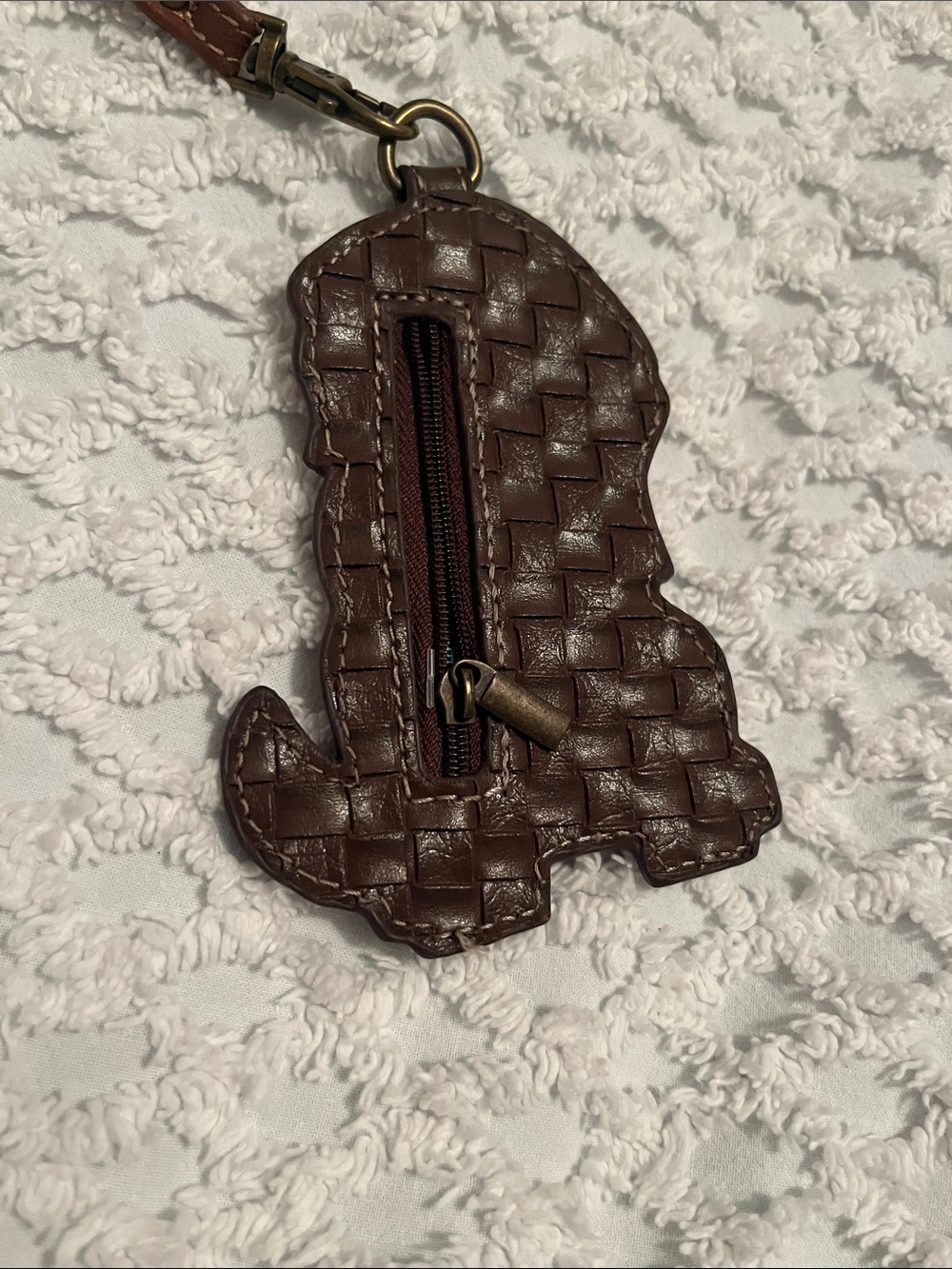 Leather Dog Charm Wristlet Keychain - Tan & Brown - Picture 2 of 4